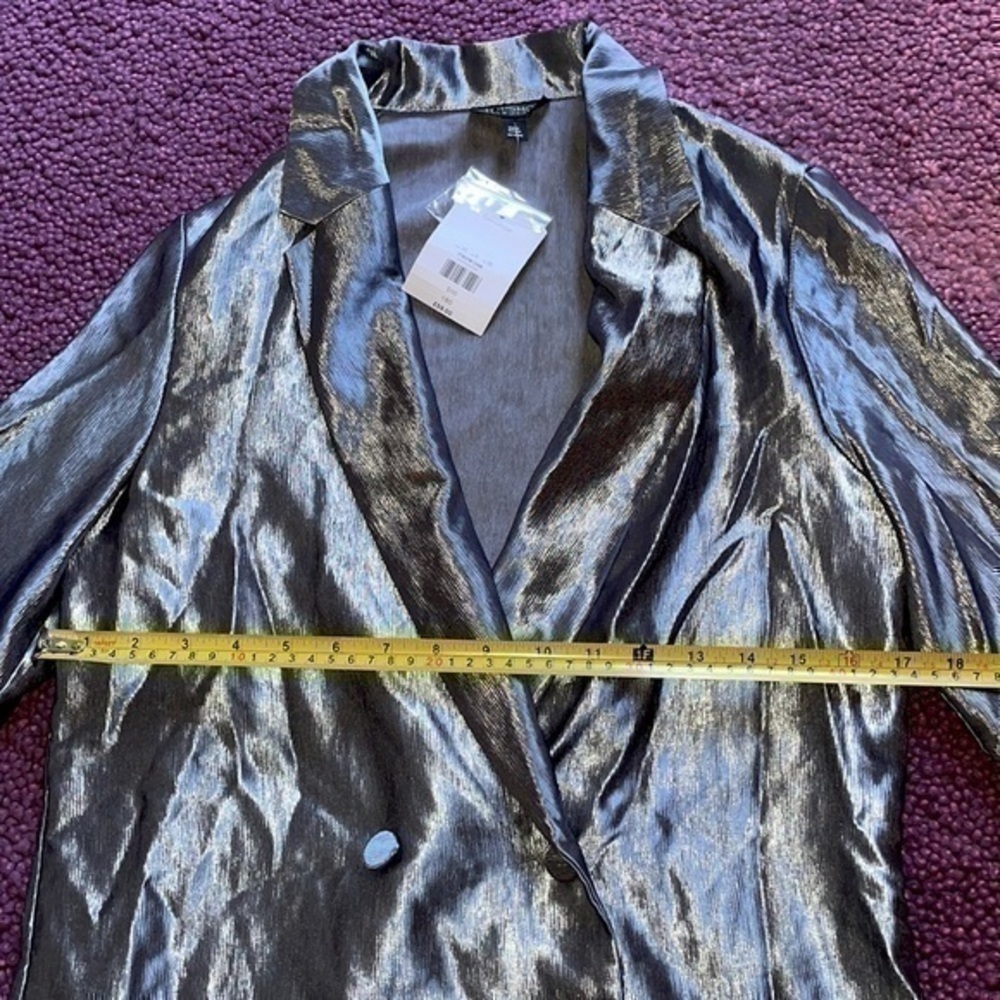 NWT Topshop top shop Metallic Blazer Dress shiny grey silver jacket dress mini 6 - Picture 6 of 7